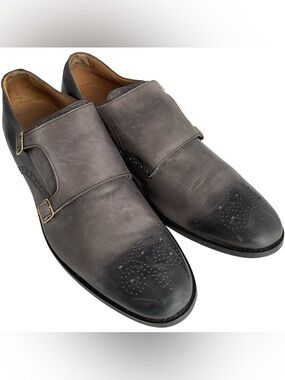 Cole Haan C13418 Grey Leather Double Monk Strap Brogue Dress Shoes Men’s 13M